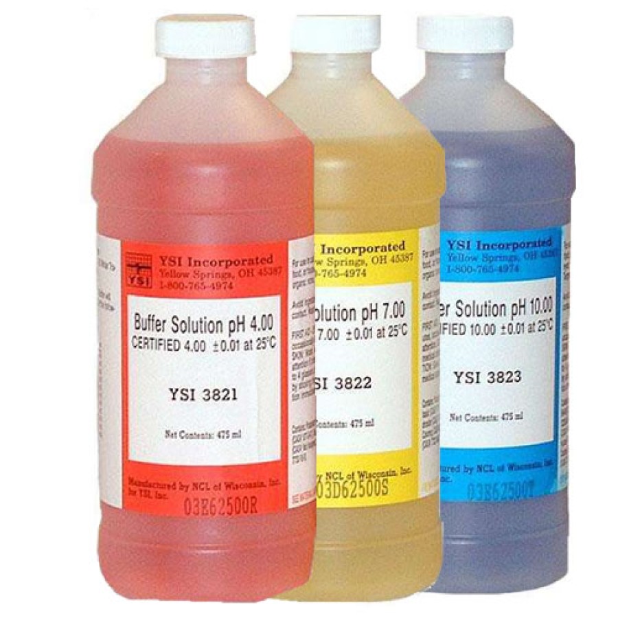 YSI 603824 pH Buffers, 2 pints each of 4, 7, and 10 Buffers (Plastic)